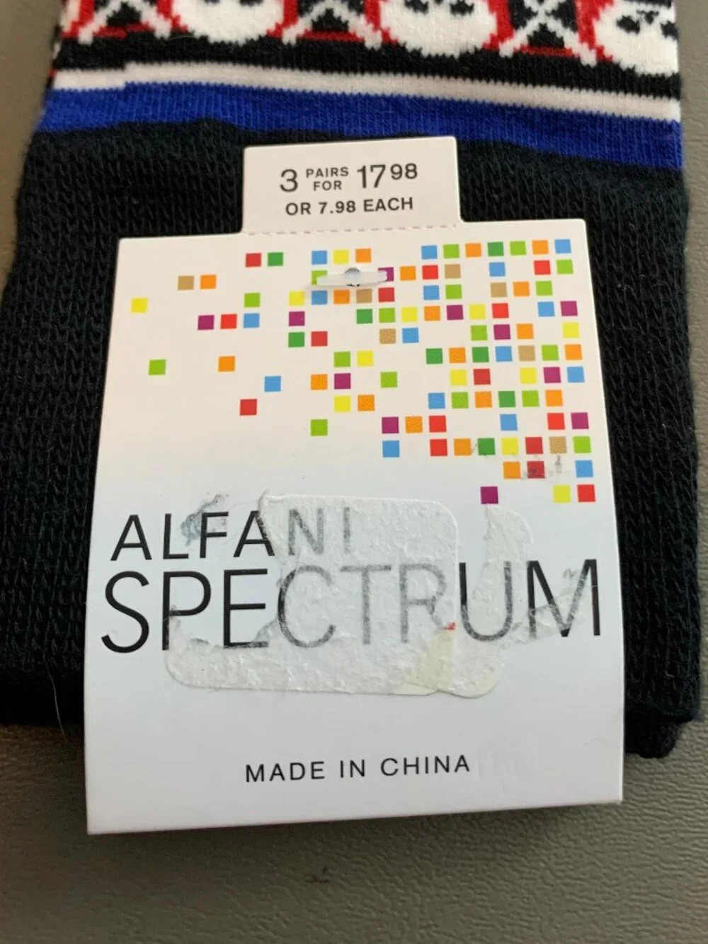 Alfani Spectrum Men's 1-Pair Novelty Socks, Striped Grey Black Skulls, One Size